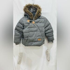 Obaibi  Kids Boy‎ Cotton Jacket  With Fur Lining And  Mittens  18-24 M